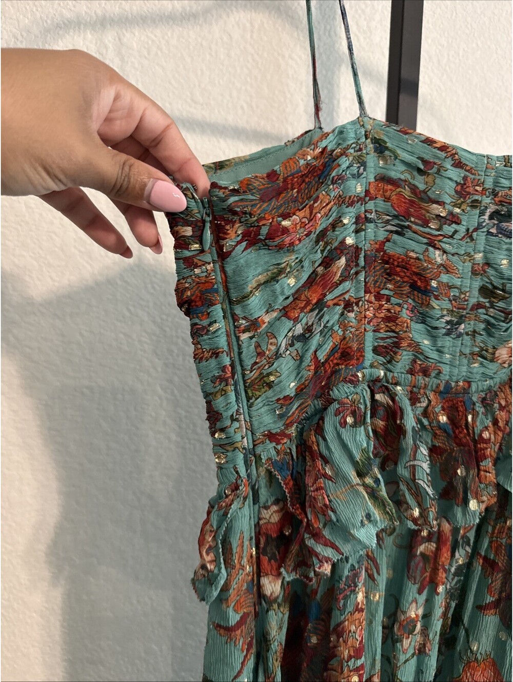 $1200 ULLA JOHNSON Colette Tiered Spaghetti Strap Maxi Dress Gown - SZ 2 (FLAW) - Picture 7 of 15